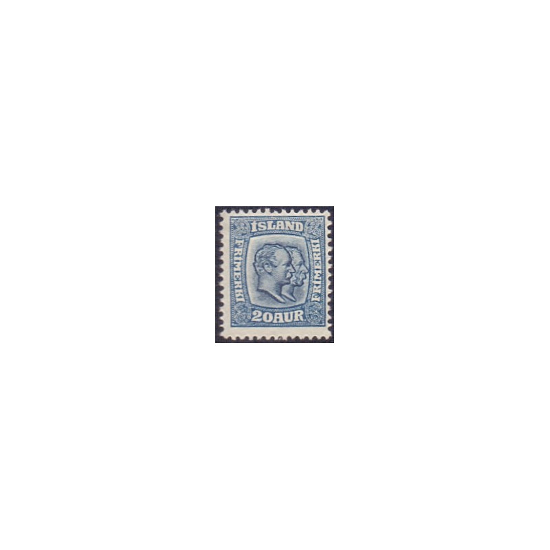 Island. 1907. Dobbelt konger 20 Aur, AFA nr. 56 ** postfrisk st. stemplet FDC