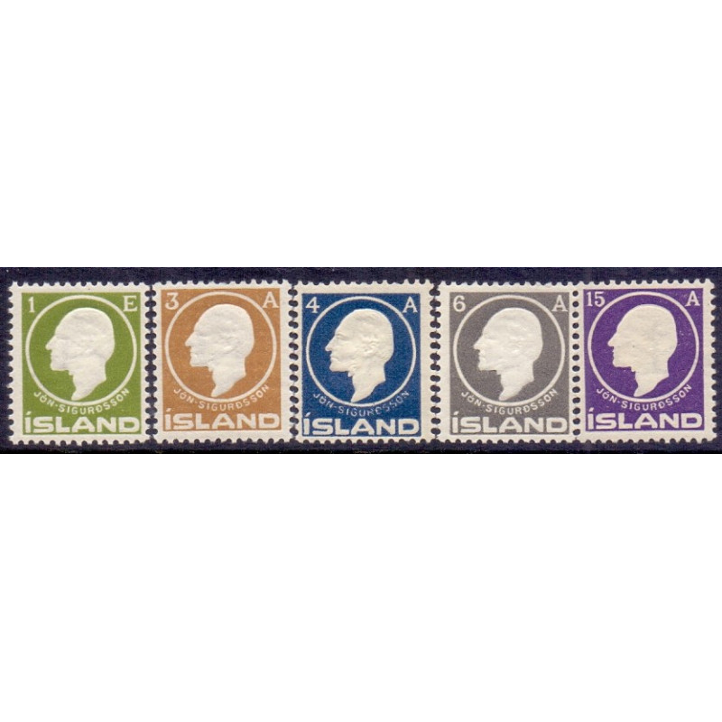 Island. 1911. Jón Sigurdsson AFA nr. 63-67 **    postfrisk st. stemplet FDC
