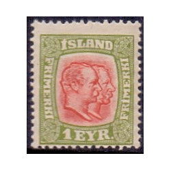 Island. 1915-18. Dobbelthoveder. AFA nr. 76 **  postfrisk st. stemplet FDC