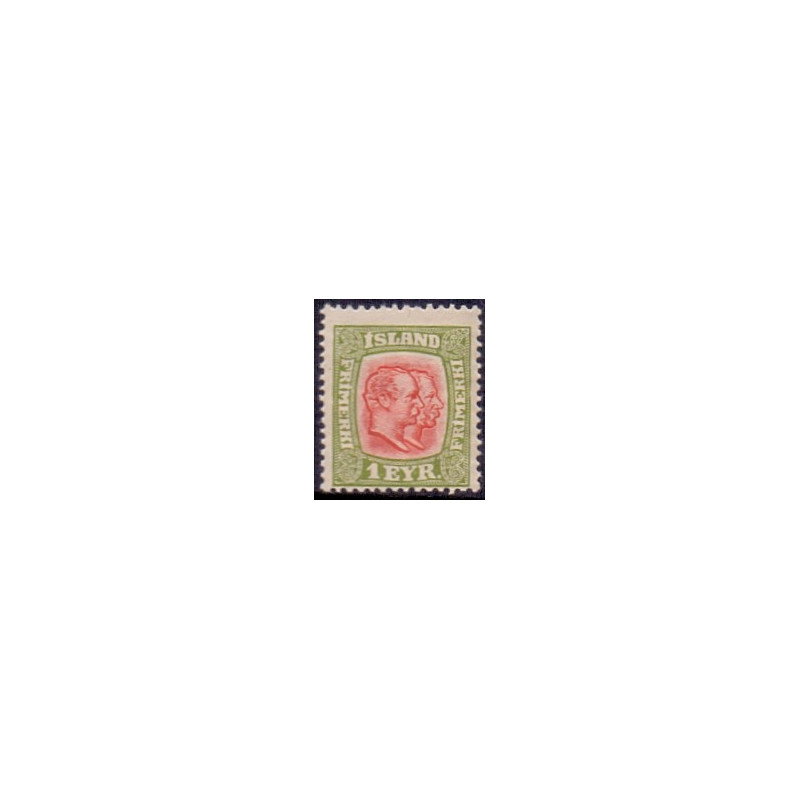Island. 1915-18. Dobbelthoveder. AFA nr. 76 **  postfrisk st. stemplet FDC
