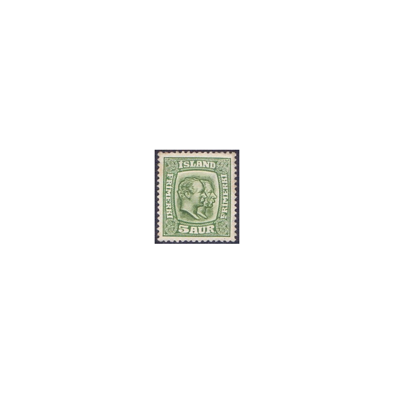 Island. 1915-18. Dobbelthoveder. AFA nr. 79 **  postfrisk st. stemplet FDC