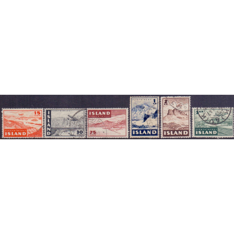 Island. 1947. Luftpost. komplet sæt. AFA nr. 242-47 **  postfrisk st. stemplet FDC