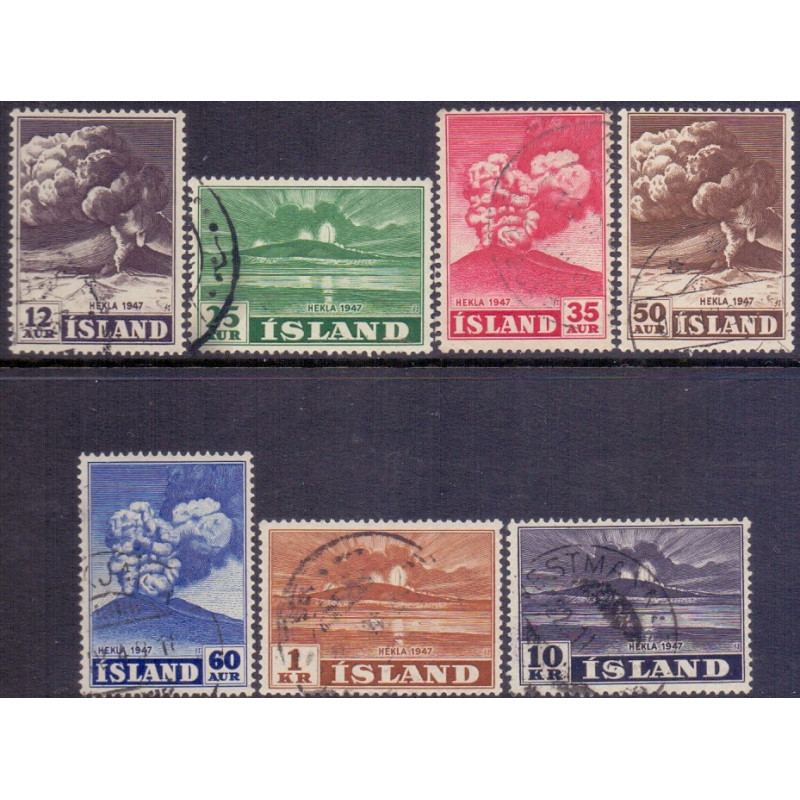 Island. 1948. Hekla i udbrud, komplet sæt. AFA nr. 248-54 **  postfrisk st. stemplet FDC