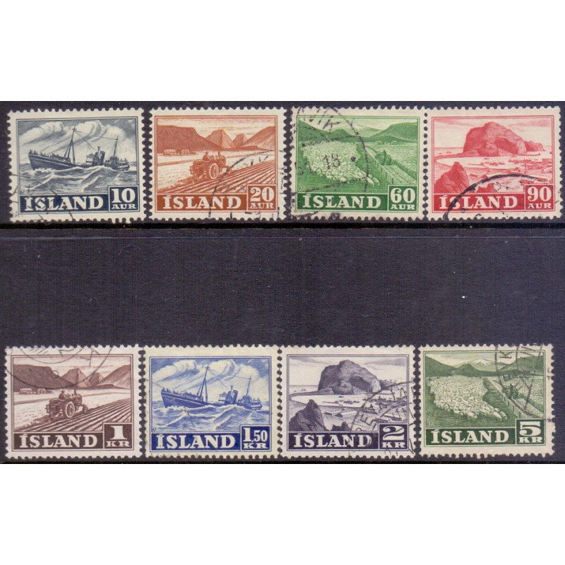 Island. 1950. Folkerhverv, komplet sæt. AFA nr. 264-271 **  postfrisk st. stemplet FDC