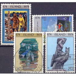 Island. 1974. 1100-året for islands bebyggelse I. AFA nr. 486-89**   postfrisk st. stemplet FDC