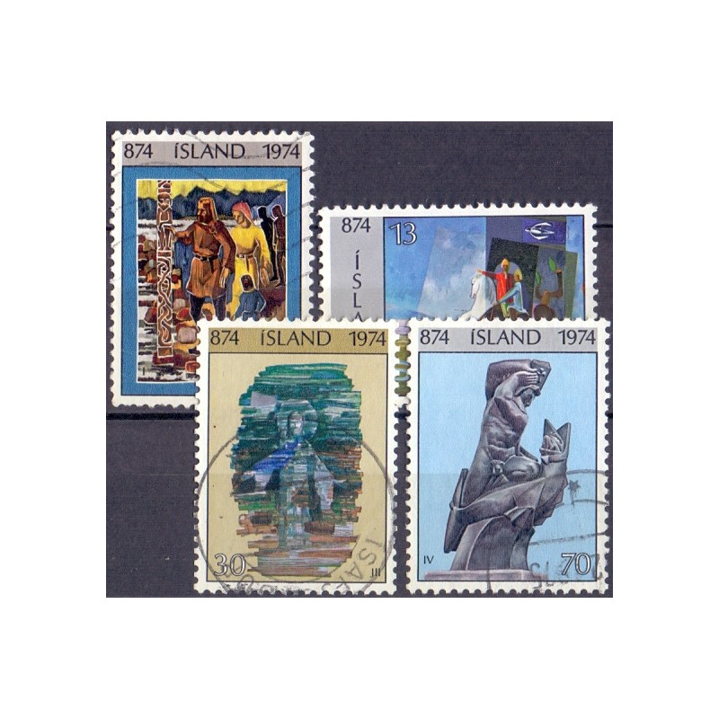 Island. 1974. 1100-året for islands bebyggelse I. AFA nr. 486-89**   postfrisk st. stemplet FDC