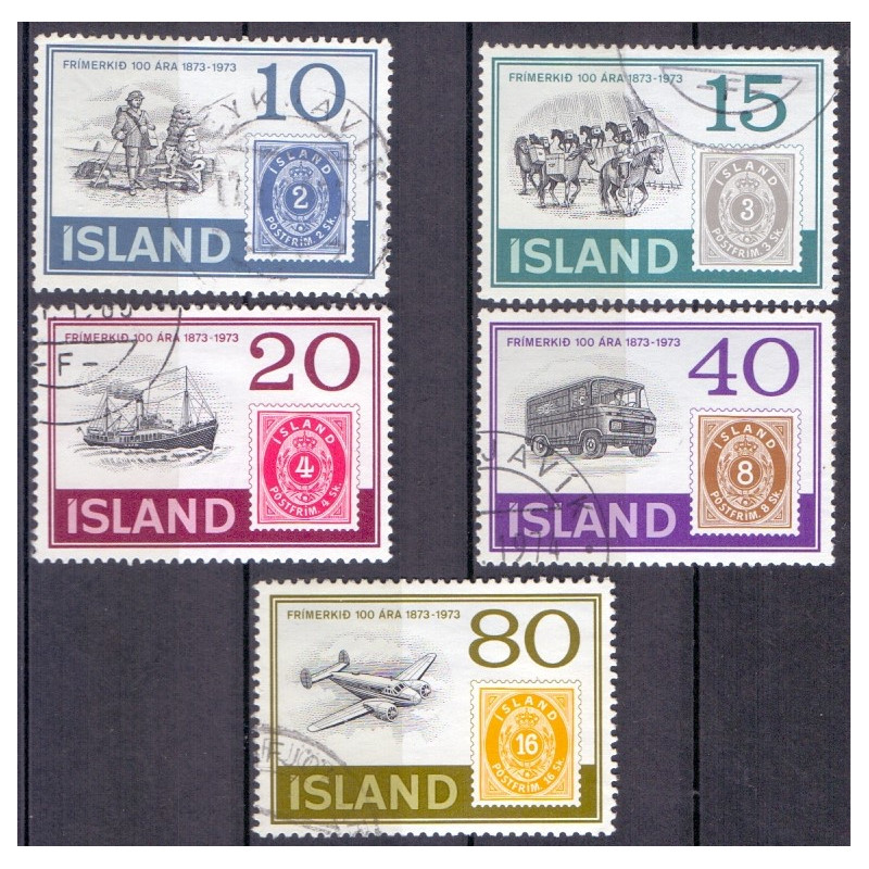 Island. 1973. Frimærkets 100-års jubillæum. AFA nr. 474-78 **   postfrisk st. stemplet FDC
