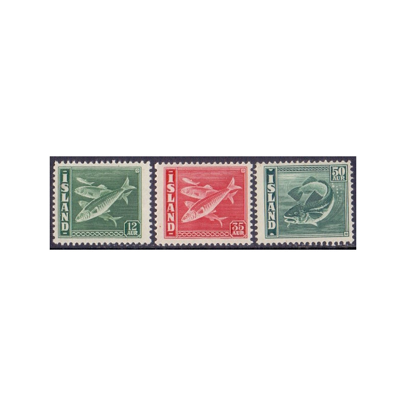 Island. 1943. Sluppleringsværdier. AFA nr. 227-29 **  postfrisk st. stemplet FDC