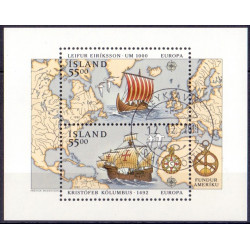 Island. 1992, Europamærker / CEPT, i miniark. AFA nr. 757 ** postfrisk st. stemplet FDC