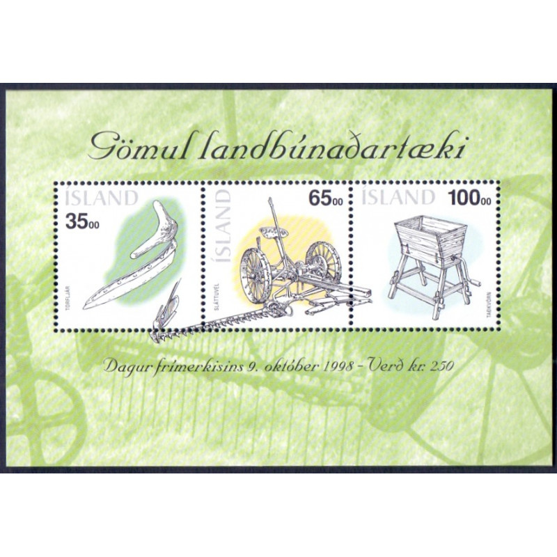 Island. 1998. Frimærkets dag, miniark. AFA nr. 880-82 **  postfrisk st. stemplet FDC