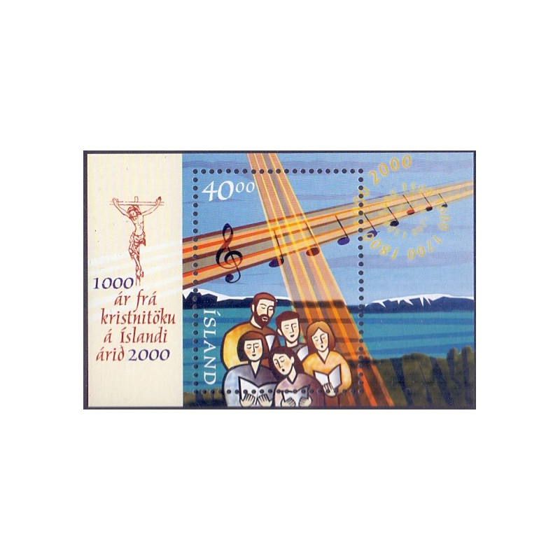 Island. 2000. Kristendommens indførelse, i miniark. AFA nr. 927 **       postfrisk st. stemplet FDC