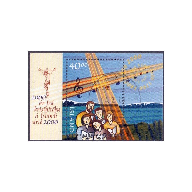 Island. 2000. Kristendommens indførelse, i miniark. AFA nr. 927 **       postfrisk st. stemplet FDC