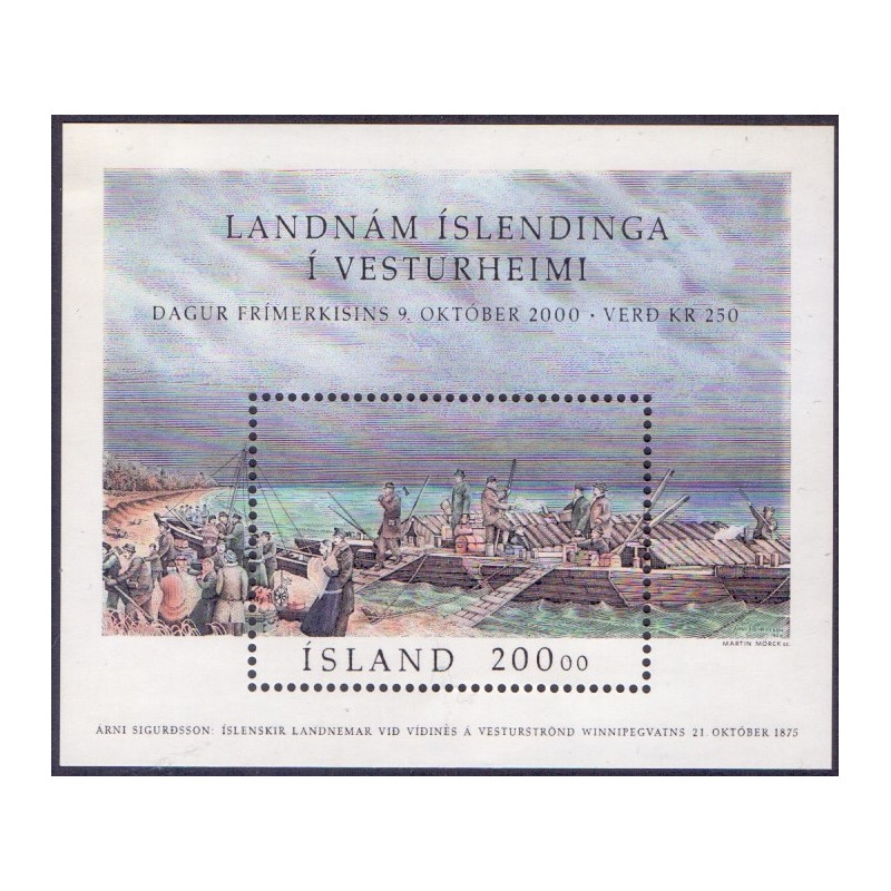 Island. 2000. Frimærkets dag i miniark. AFA nr. 947 **    postfrisk st. stemplet FDC
