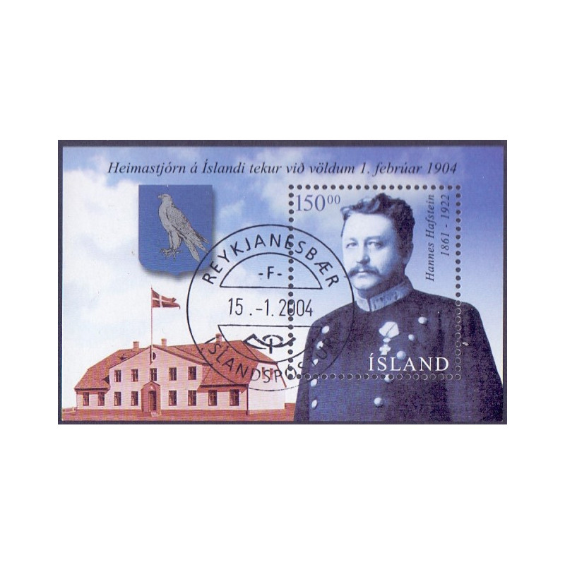 Island. 2004. Hjemmestyret 100 år. AFA nr 1038 i miniark **    stemplet FDC