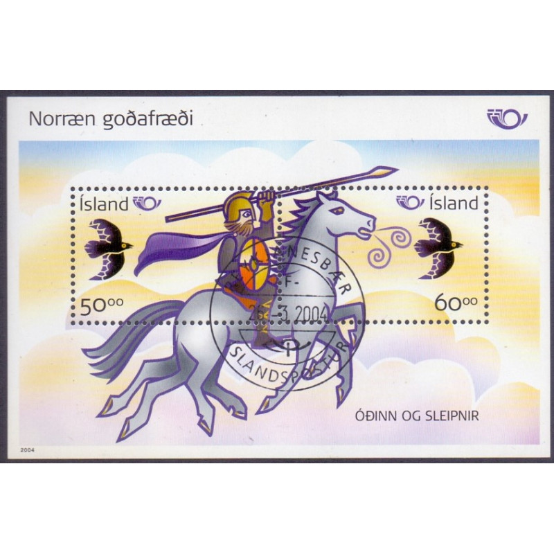 Island. 2004. Nordisk mytologi. AFA nr 1045-46 i miniark **      stemplet FDC