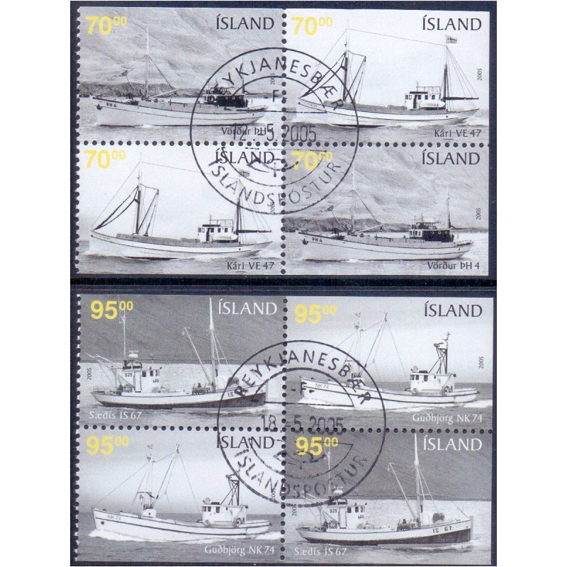 Island. 2005. Gamle fiskerbåde i sammentryk. AFA nr 1080Co-83Cn **   stemplet FDC