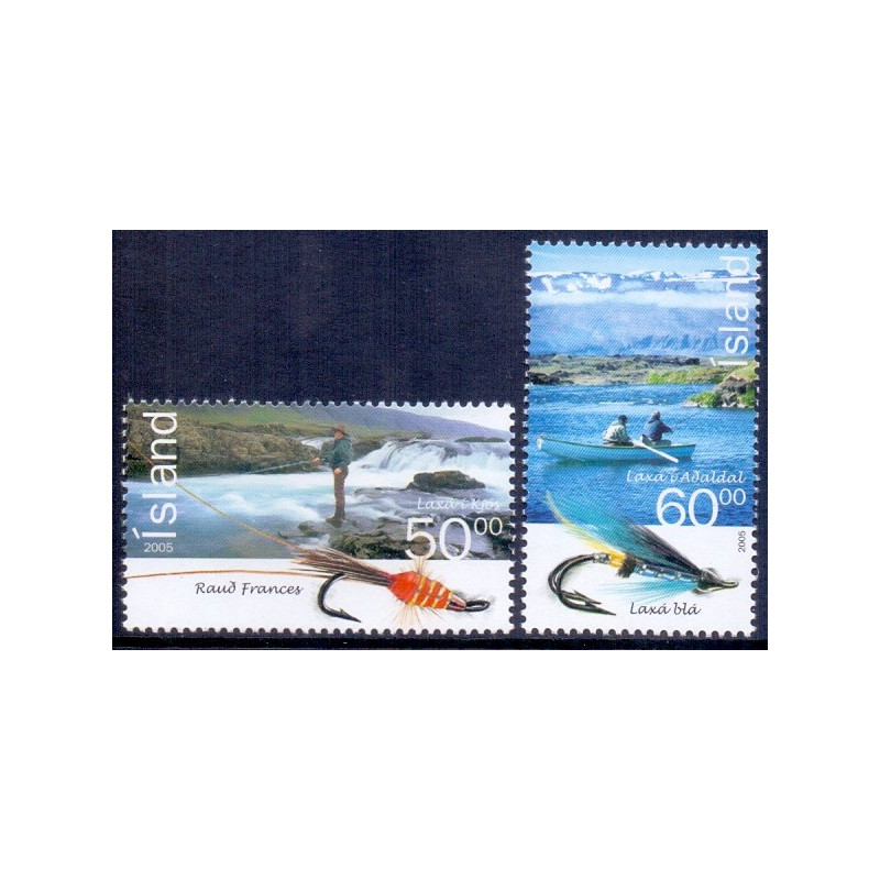 Island. 2005. Laksefluer. AFA nr 1089-90 **    stemplet FDC