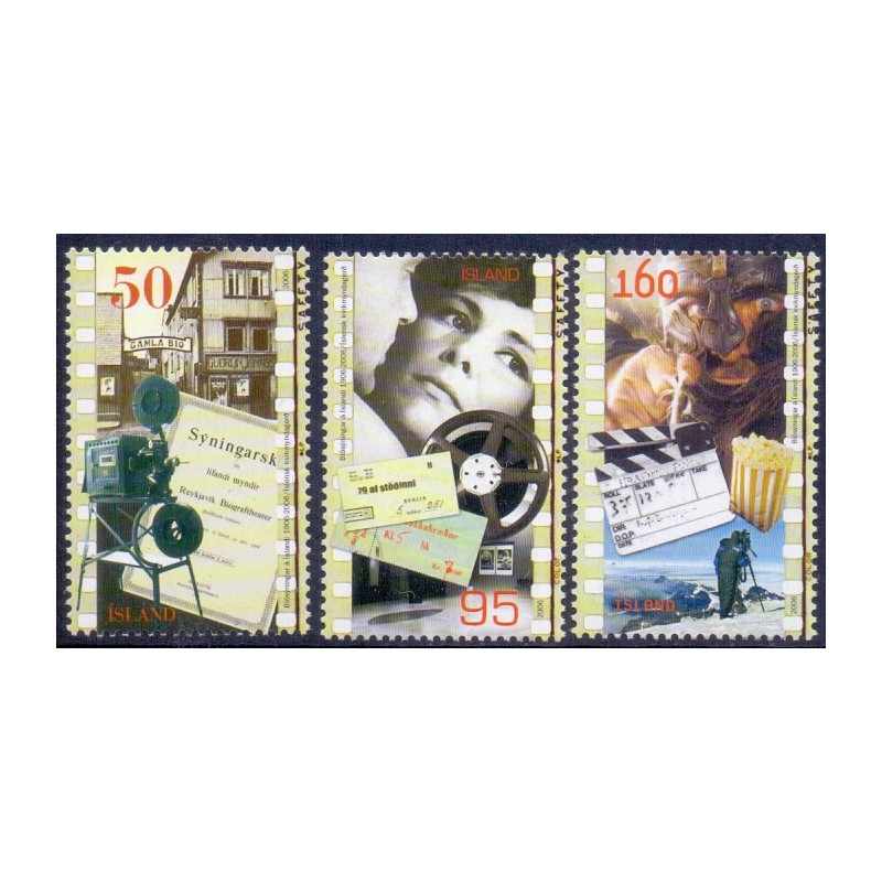Island. 2006. Biografer i 100 År. AFA nr. 1105-07 **   stemplet FDC