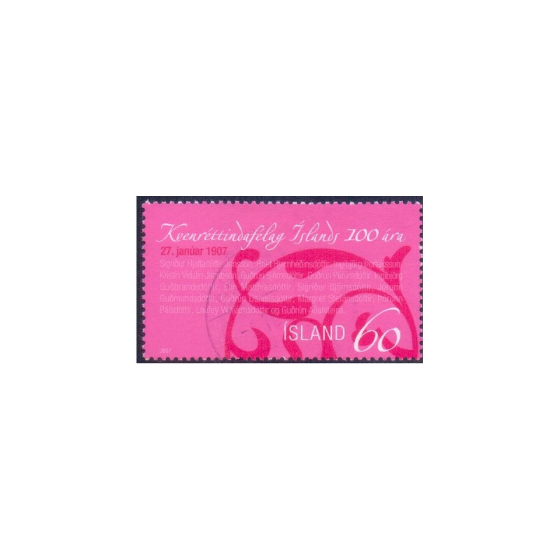 Island. 2007. Kvinderetsforening. AFA nr. 1134 **      stemplet FDC