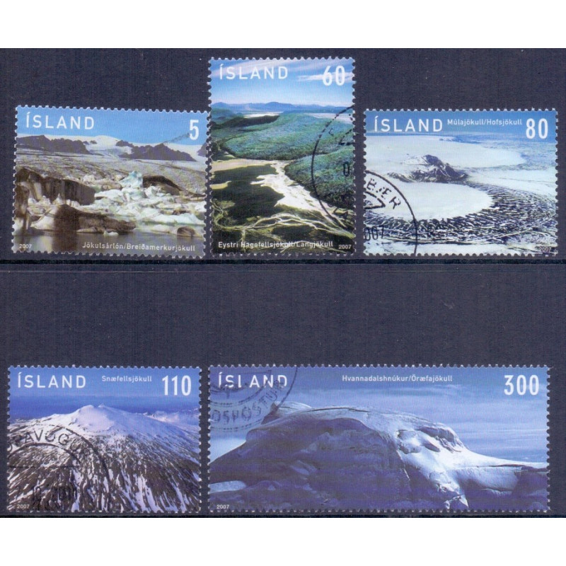Island. 2007. Islandske jøkler. AFA nr. 1148-52  **   stemplet FDC