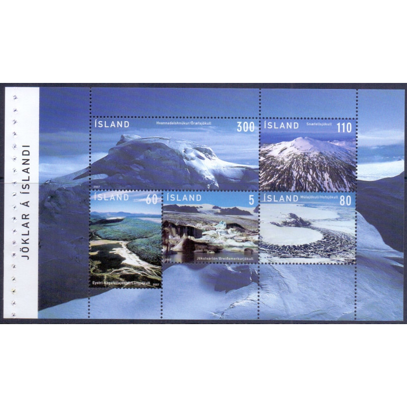 Island. 2007. Islandske jøkler, i miniark. AFA nr. 1153  **   stemplet FDC