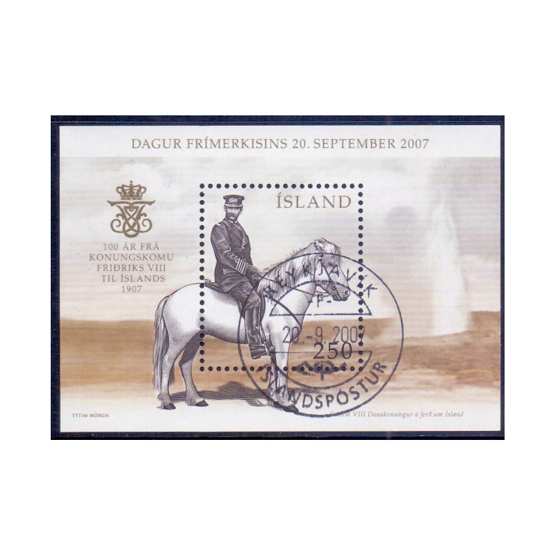 Island. 2007. Kongebesøget i miniark. AFA nr. 1158  **     stemplet FDC