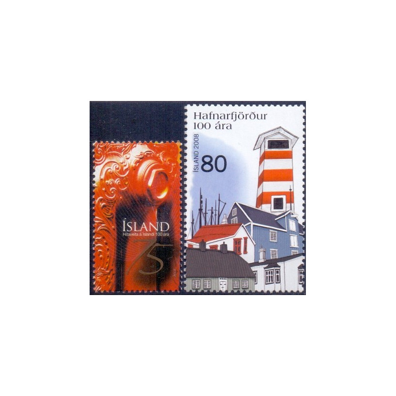 Island. 2008. Fjernvarme og Hafnafjördur. AFA nr. 1184-85 **     stemplet FDC