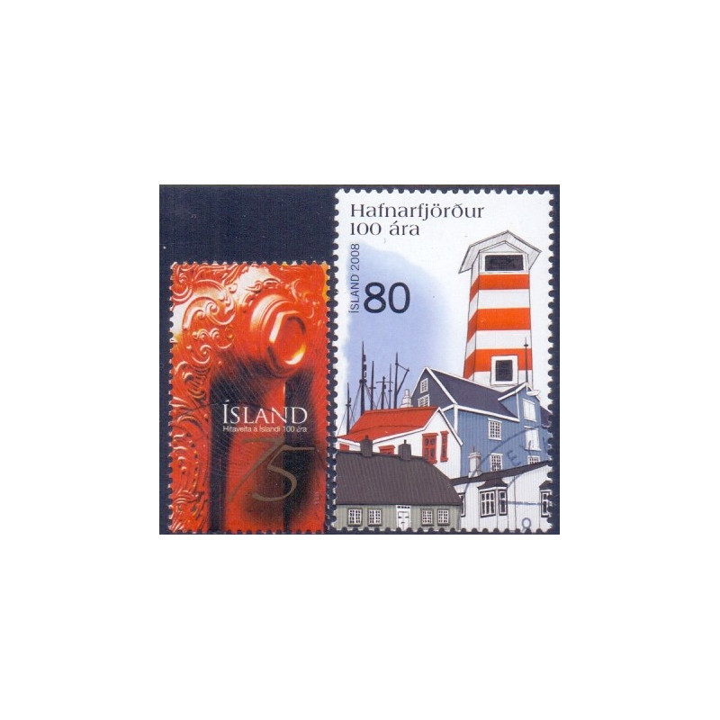 Island. 2008. Fjernvarme og Hafnafjördur. AFA nr. 1184-85 **     stemplet FDC