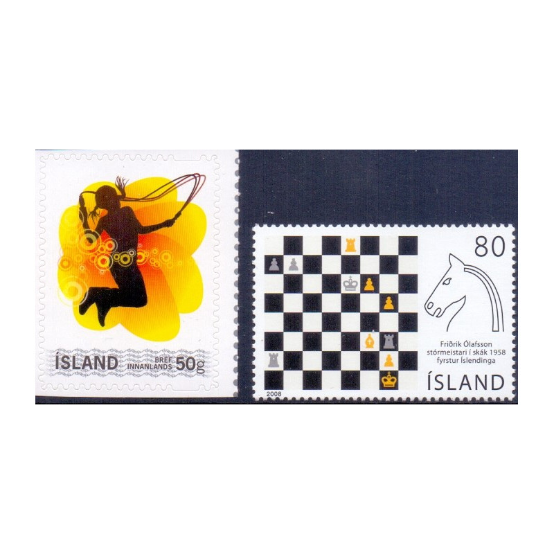 Island. 2008. Personligt frimærke og Skakstormester. AFA nr. 1188-89 **     stemplet FDC