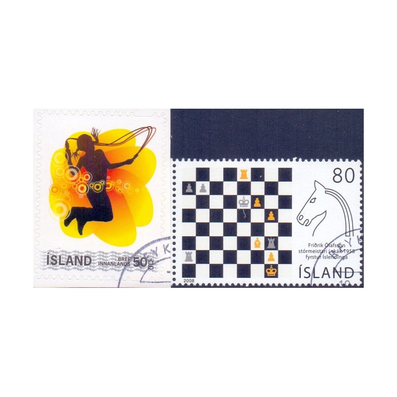 Island. 2008. Personligt frimærke og Skakstormester. AFA nr. 1188-89 **     stemplet FDC