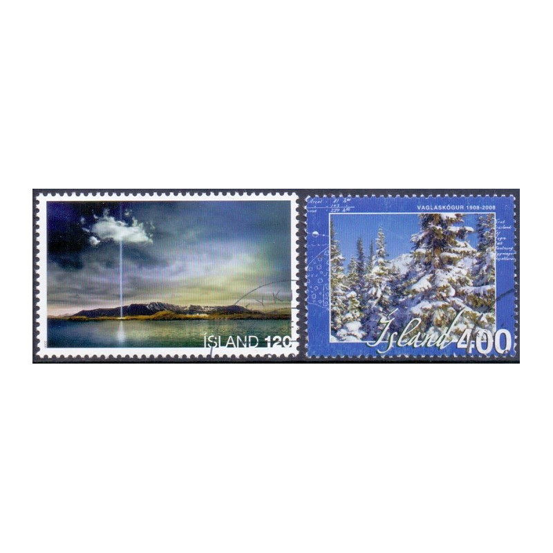 Island. 2008. Fredssøjlen og Skovbeplantning. AFA nr. 1193-94 **    stemplet FDC