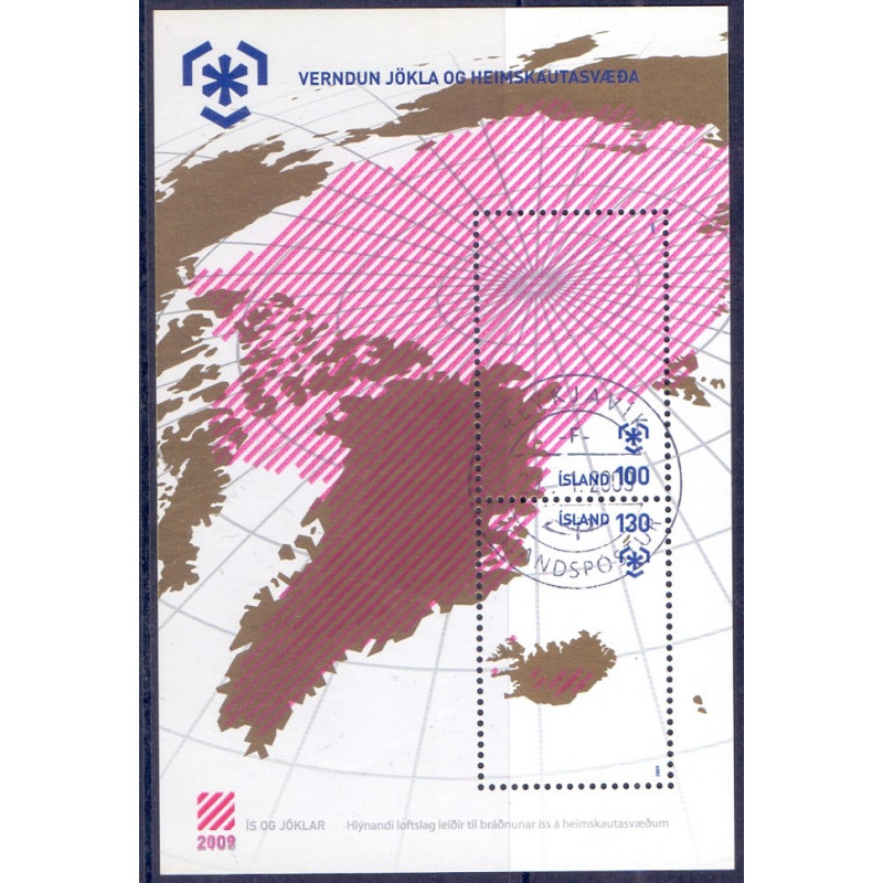 Island. 2009. Gletchere og polarområder, miniark. AFA nr. 1204 **    stemplet FDC