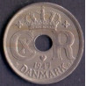 25 Øre. Chr. X. 1947 i en middelgod kvalitet for type og årstal.
