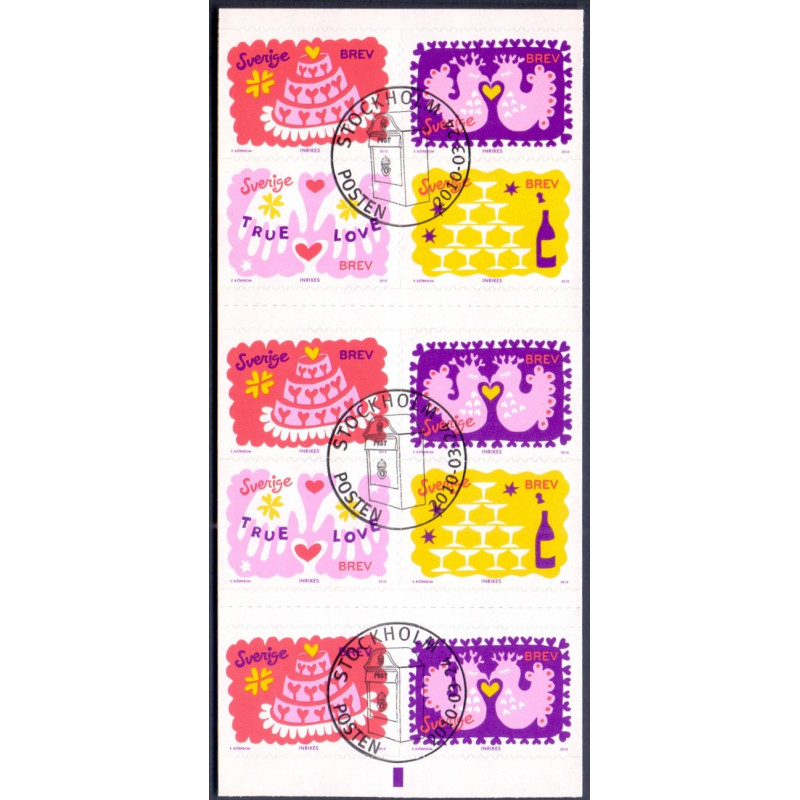 Sverige 2010. Fest. AFA nr. 2690-94 postfrisk sammentryk stemplet  hæfte FDC parstykkke