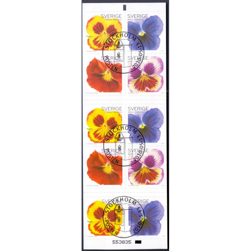 Sverige 2010. Stedmoderblomster. AFA nr. 2704-08 postfrisk stemplet  hæfte FDC parstykkke