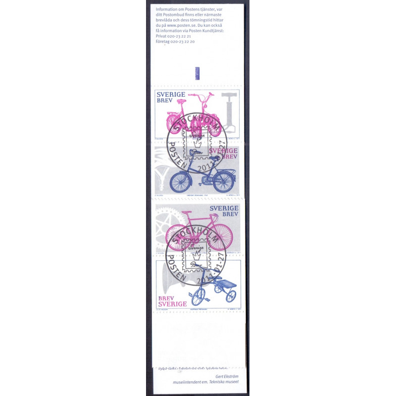 Sverige 2011. Cykler. AFA nr. 2746-50 postfrisk sammentryk stemplet  hæfte FDC parstykkke