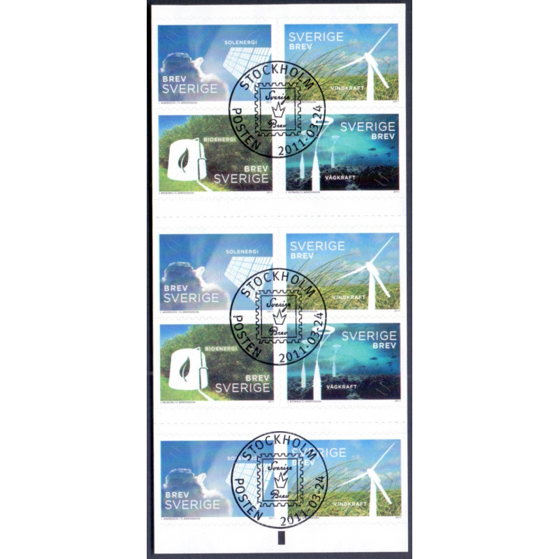 Sverige 2011. Vedvarende energi. AFA nr. 2762-65 postfrisk hæfte stemplet  hæfte FDC parstykkke