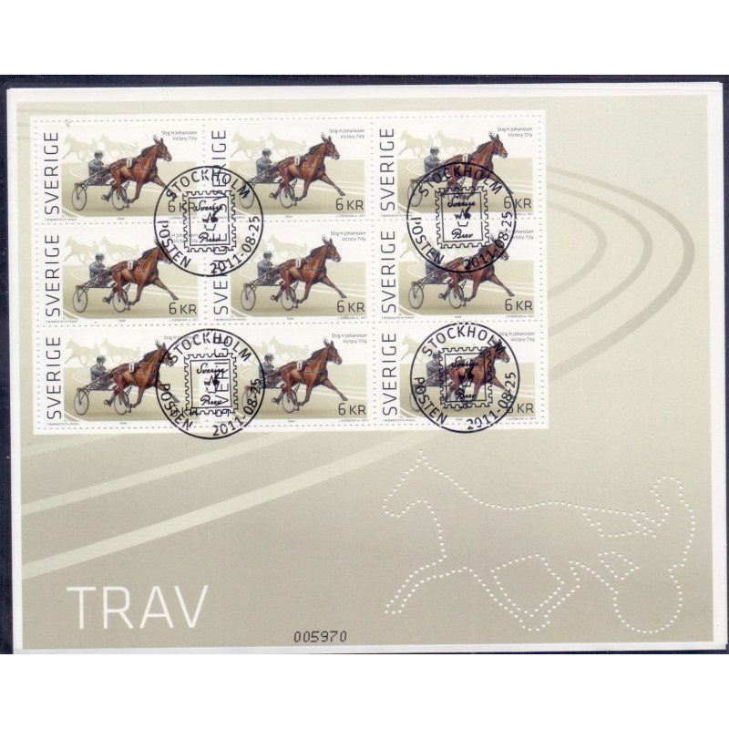 Sverige 2011. Hestesport.  AFA nr. 2787 postfrisk miniark stemplet  hæfte FDC parstykkke