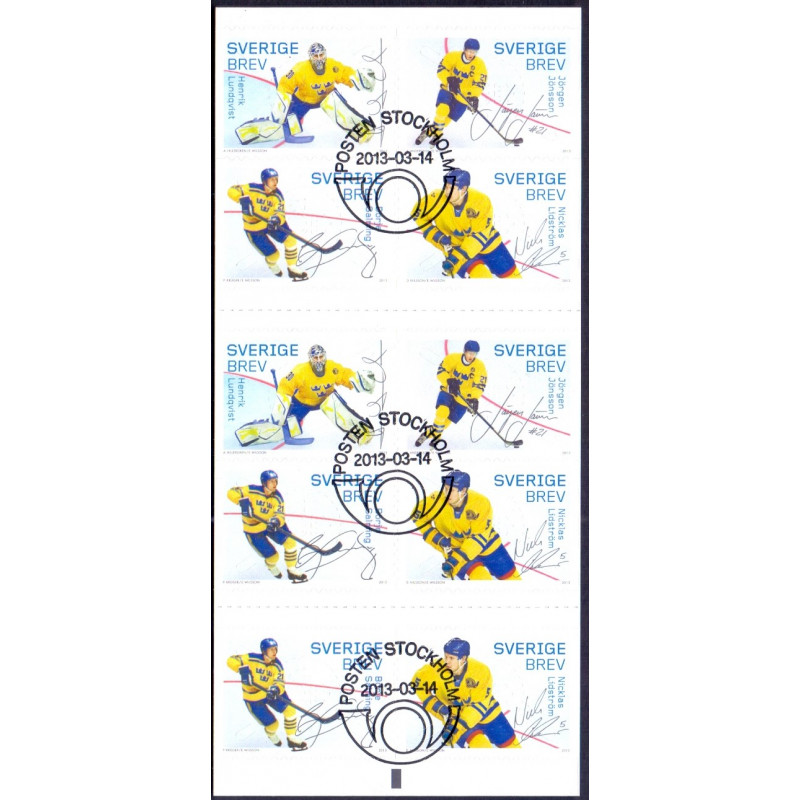 Sverige 2013. Svenske Ishockey helte. AFA nr. 2882-85 postfrisk stemplet  hæfte FDC parstykkke