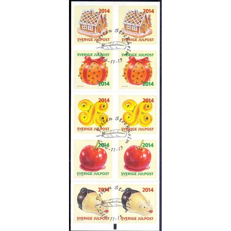 Sverige 2014. Julefrimærker. AFA nr. 2981-86 postfrisk stemplet  hæfte FDC parstykkke