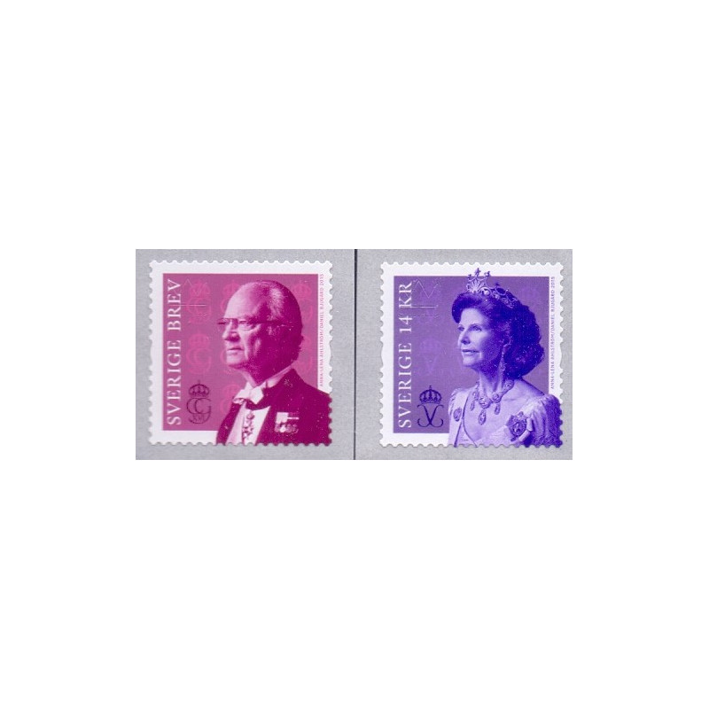 Sverige 2015. Kong Carl og Dr. Silvia. AFA nr. 2990-91 postfrisk stemplet  hæfte FDC parstykkke