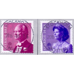 Sverige 2015. Kong Carl og Dr. Silvia. AFA nr. 2990-91 postfrisk stemplet  hæfte FDC parstykkke
