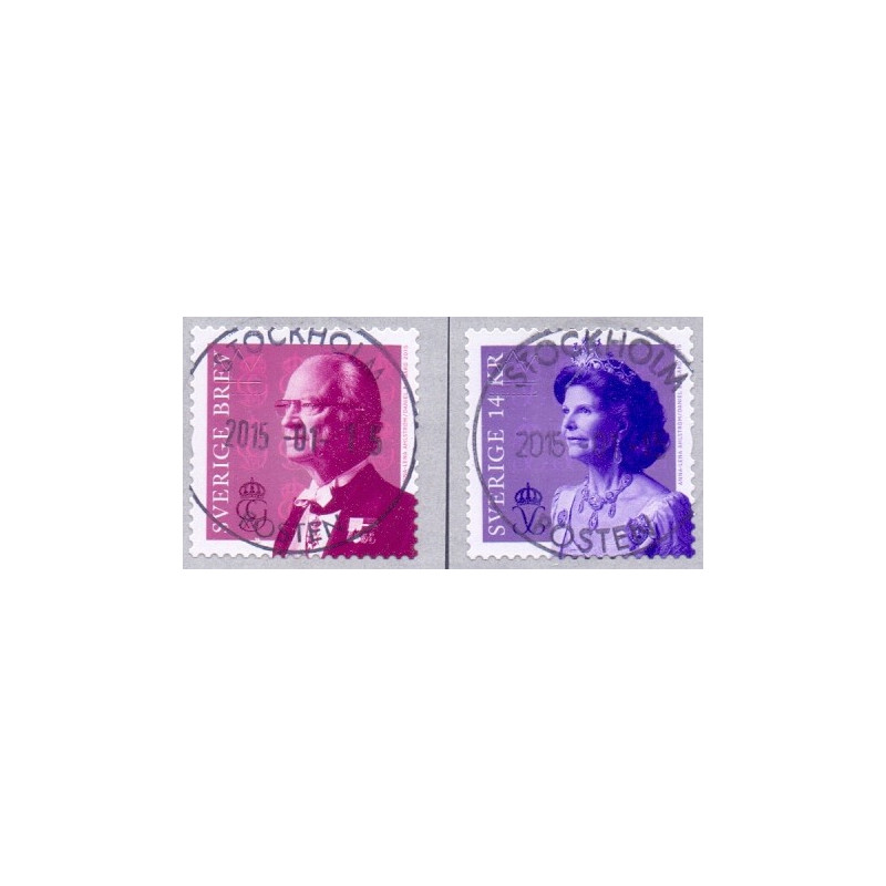 Sverige 2015. Kong Carl og Dr. Silvia. AFA nr. 2990-91 postfrisk stemplet  hæfte FDC parstykkke