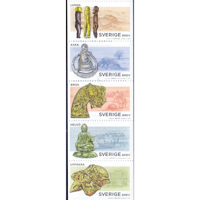 Sverige 2015. Vikingetiden. AFA nr. 3005-09 postfrisk  stemplet  hæfte FDC parstykkke