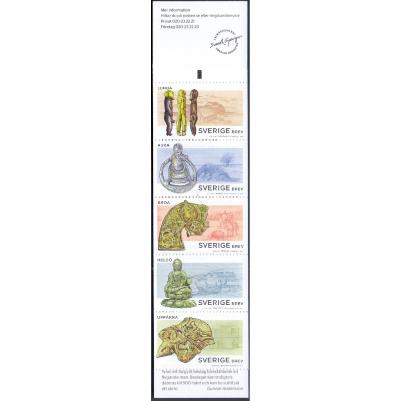 Sverige 2015. Vikingetiden. AFA nr. 3005-09 postfrisk  stemplet  hæfte FDC parstykkke