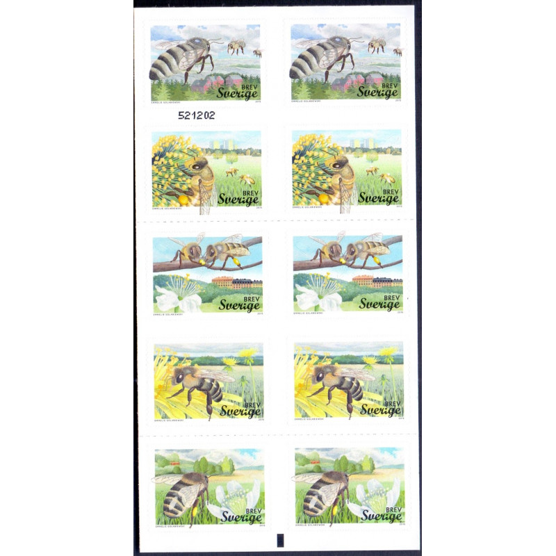 Sverige 2015. Bier. AFA nr. 3013-17 i postfrisk hæfte stemplet  hæfte FDC parstykkke