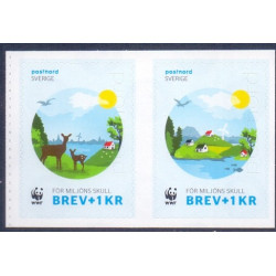 Sverige 2015. Verdensnaturfonden WWF. AFA nr. 3018-19 postfrisk  stemplet  hæfte FDC parstykkke