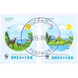 Sverige 2015. Verdensnaturfonden WWF. AFA nr. 3018-19 postfrisk  stemplet  hæfte FDC parstykkke