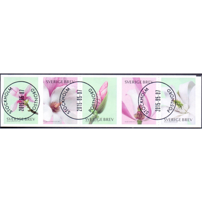 Sverige 2015. Magnolier. AFA nr. 3020-25 postfrisk  stemplet  hæfte FDC parstykkke