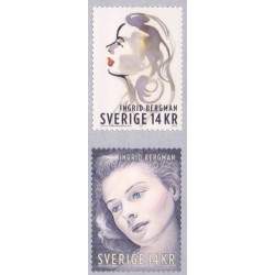 Sverige 2015. 100 året for Ingrid Bergman. AFA nr. 3031-32 postfrisk    stemplet  hæfte FDC parstykkke